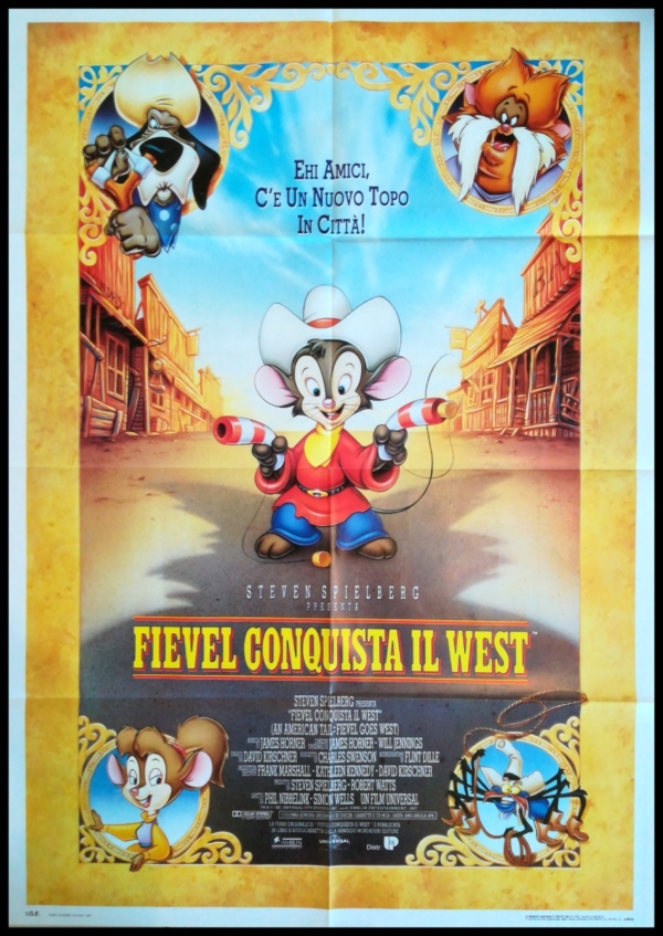 AN AMERICAN TAIL FIEVEL GOES WEST Original Movie Poster 39x55" 2Sh Italian