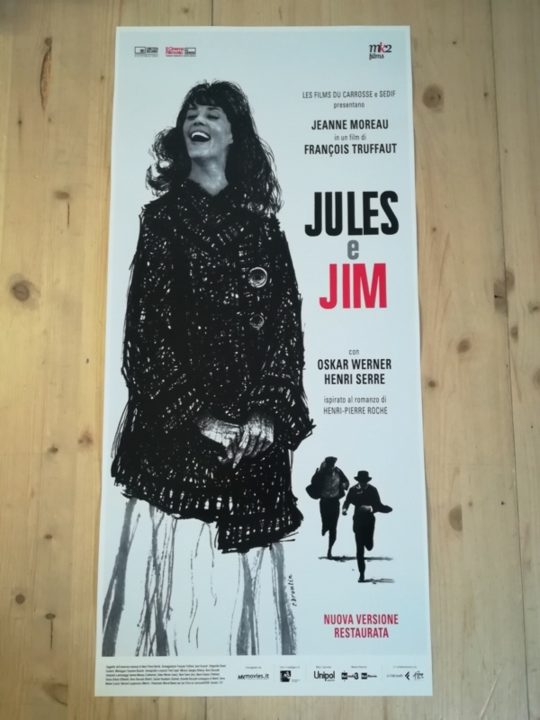 JULES AND JIM Original Movie Poster 12x27" Italian TRUFFAUT MOREAU WERNER