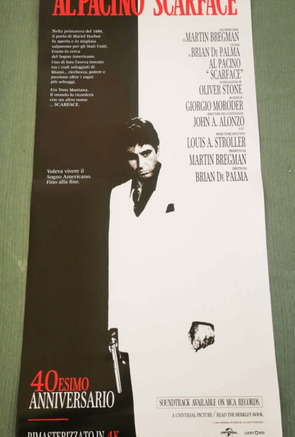 SCARFACE 4K Original Movie Poster 12x27" Italian AL PACINO BRIAN DE PALMA - immagine 3