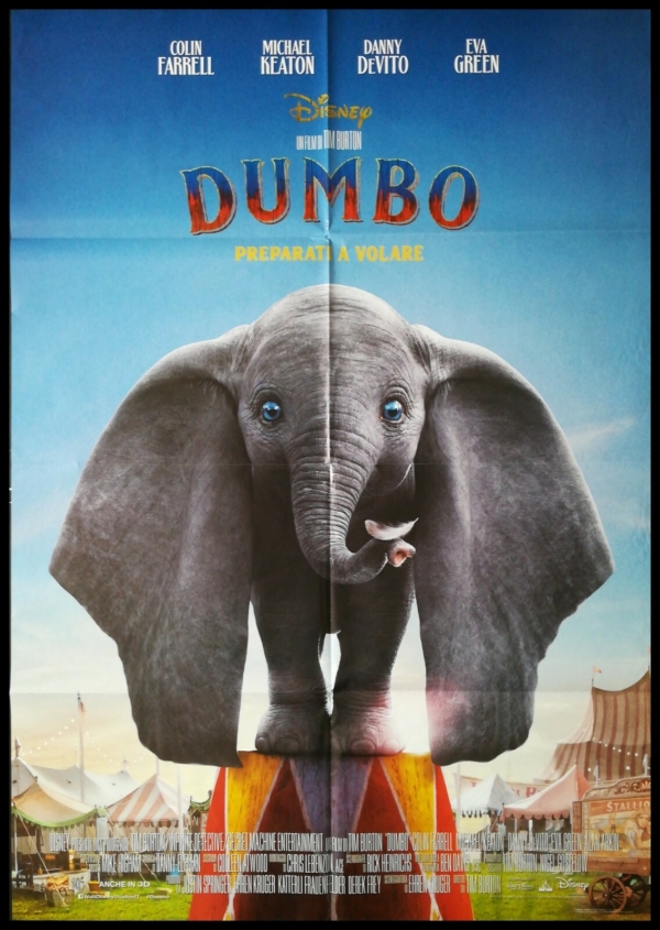 DUMBO Original Movie Poster 39x55" 2Sh Italian DISNEY TIM BURTON GREEN FARREL