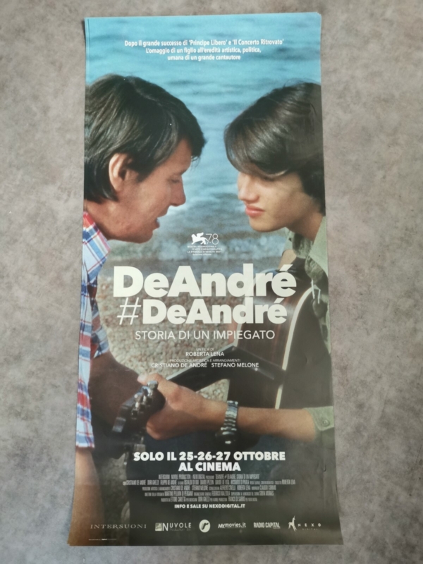 FABRIZIO DE ANDRÈ Locandina Cinema 33x70 Poster Film Originale FABER IMPIEGATO