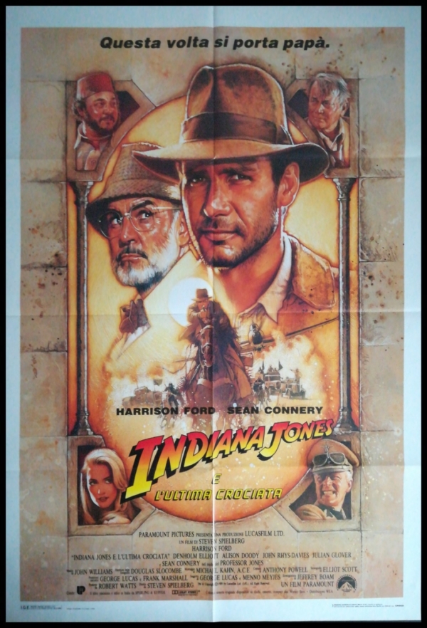 INDIANA JONES AND THE LAST CRUSADE Original Movie Poster 39x55" 2Sh Italian FORD