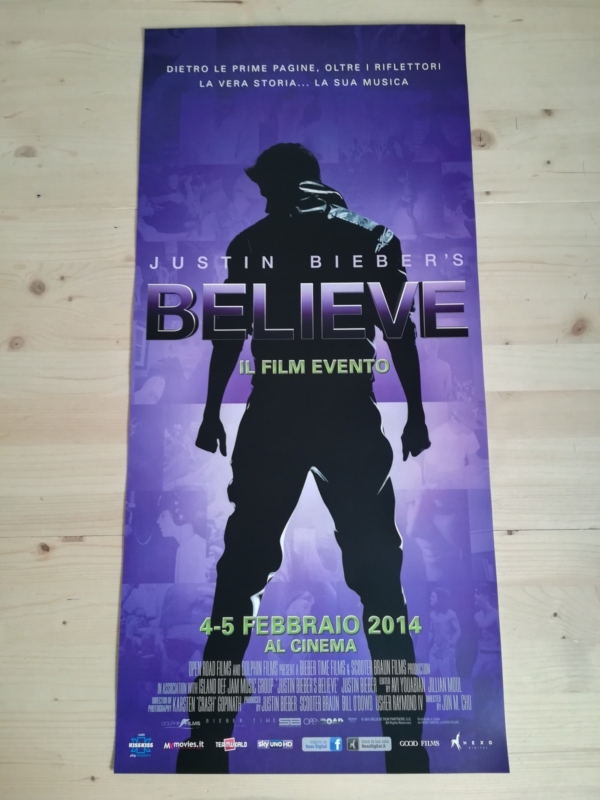 JUSTIN BIEBER BELIEVE Original Music Concert Movie Poster 12x27" Italian