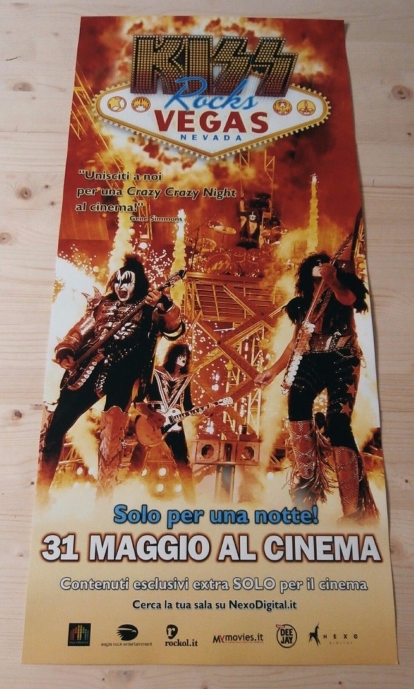 KISS ROCKS VEGAS NEVADA Original Concert Music Poster 12x27" Italian