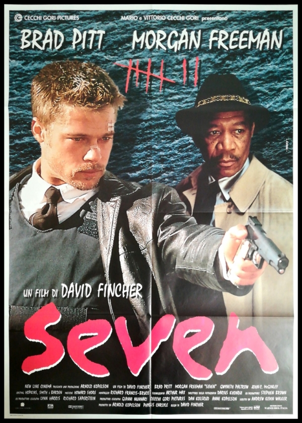 SEVEN 1995 Original Movie Poster 39x55" 2Sh Italian BRAD PITT FREEMAN FINCHER
