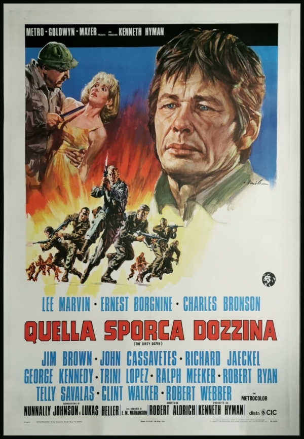 DIRTY DOZEN Original Movie Poster 39x55 Italian LINEN BACKED BRONSON MARVIN
