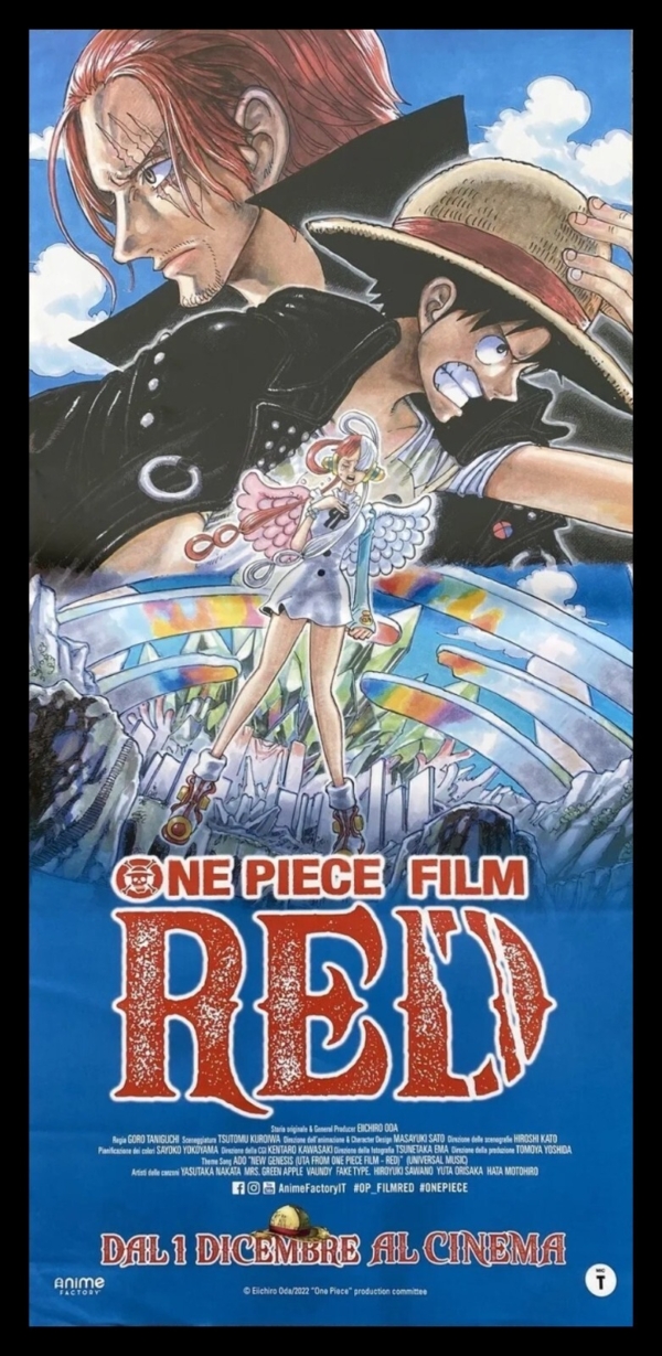 ONE PIECE FILM RED Original Movie Poster 12x27" Italian GORO TANIGUCHI ANIME