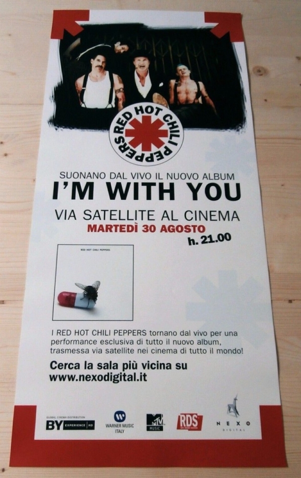 RED HOT CHILI PEPPERS Locandina Cinema 33x70 Poster Evento Originale