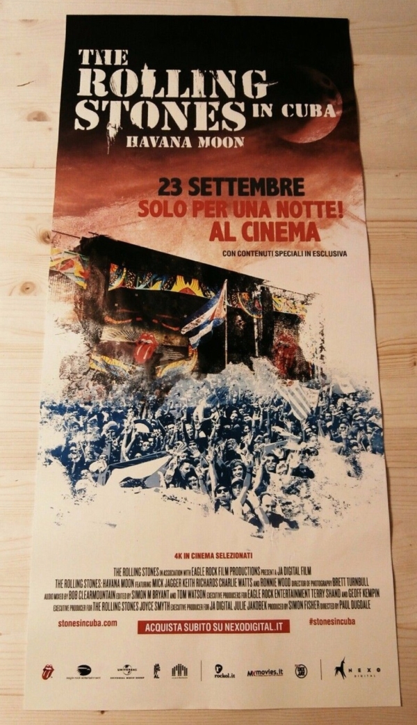THE ROLLING STONES IN CUBA Locandina Cinema 33x70 Poster Evento Originale