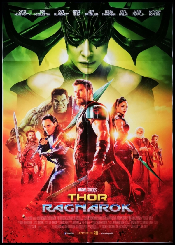 THOR RAGNAROK Original Movie Poster 39x55" 2Sh Italian MARVEL COMICS