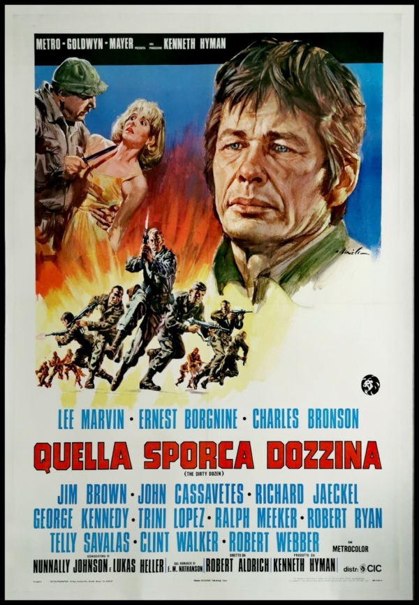 DIRTY DOZEN Original Movie Poster 39x55 2Sh Italian LINEN BACKED BRONSON MARVIN