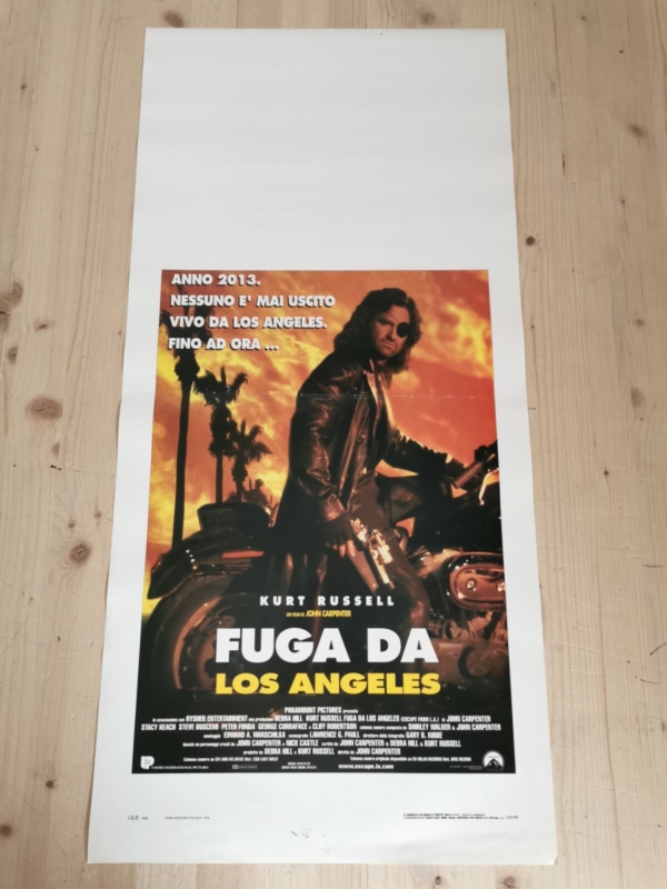 ESCAPE FROM L.A. Original Movie Poster 12x27" Italian JOHN CARPENTER KURT RUSSEL
