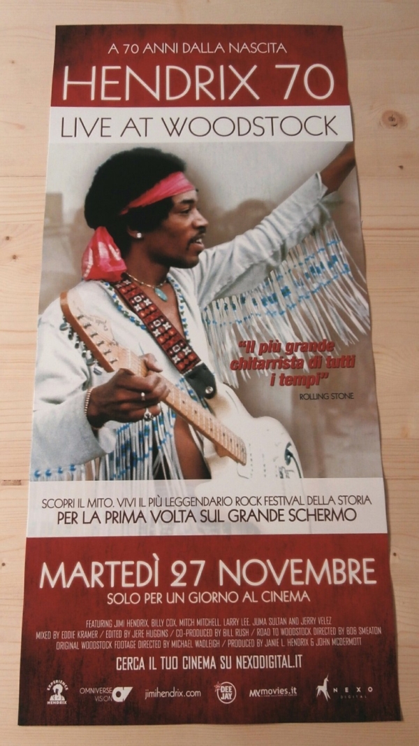 HENDRIX 70 LIVE AT WOODSTOCK Original Concert Music Poster 12x27"