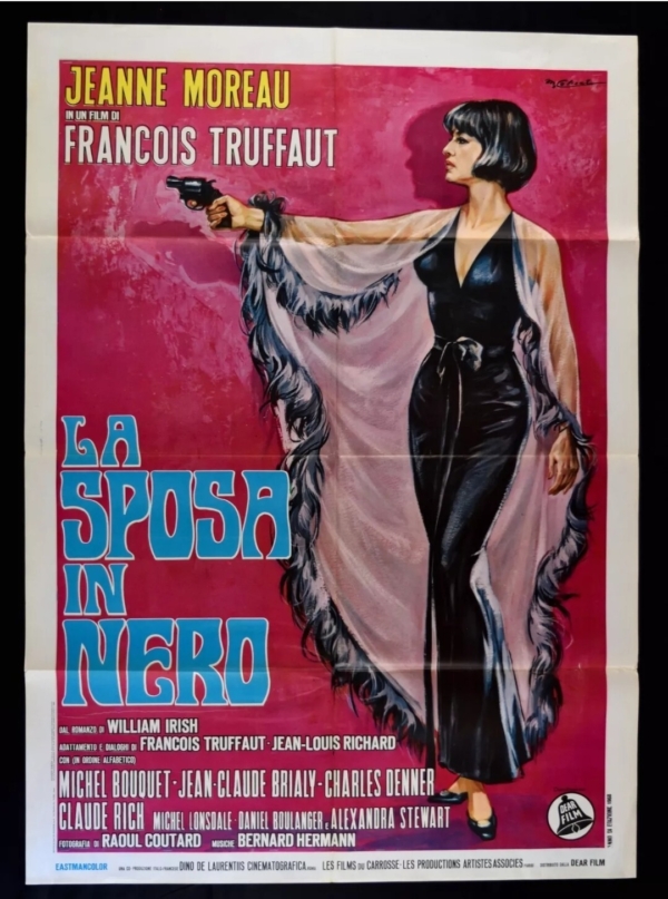 THE BRIDE WORE BLACK Original Movie Poster 39x55" 2Sh Italian FRANCOIS TRUFFAUT