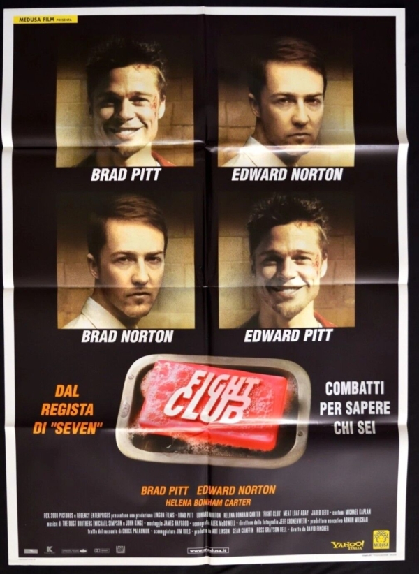 FIGHT CLUB Original Movie Poster 39x55" 2Sh Italian NORTON BRAD PITT - immagine 3