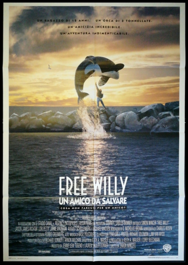 FREE WILLY Manifesto Film 2F Poster Originale Cinema JAMES RICHTER LORY PETTI