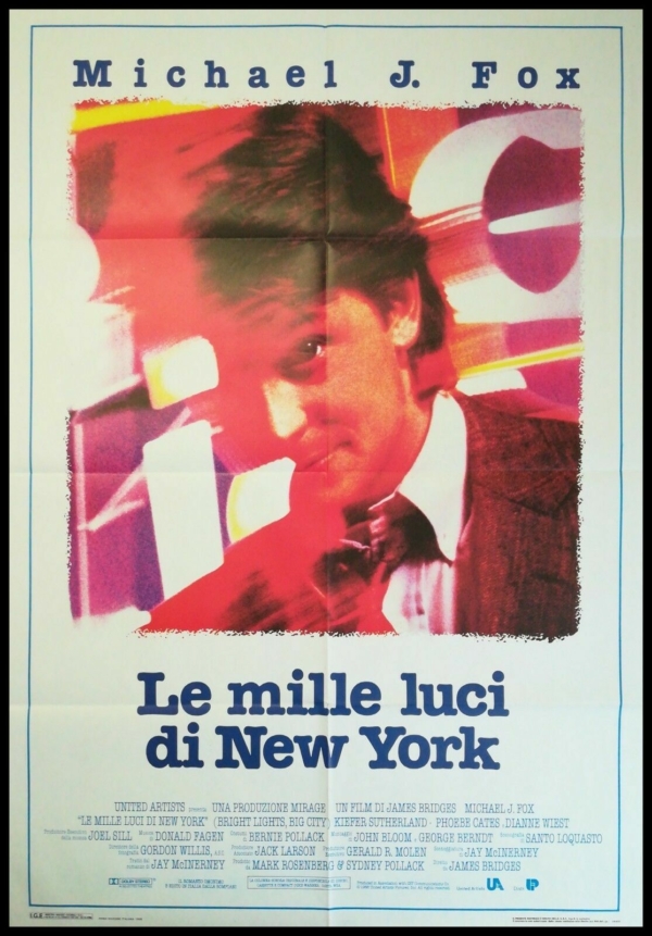 BRIHT LIGHTS, BIG CITY 1988 Original Movie Poster 39x55" 2Sh Italian MICHAEL FOX