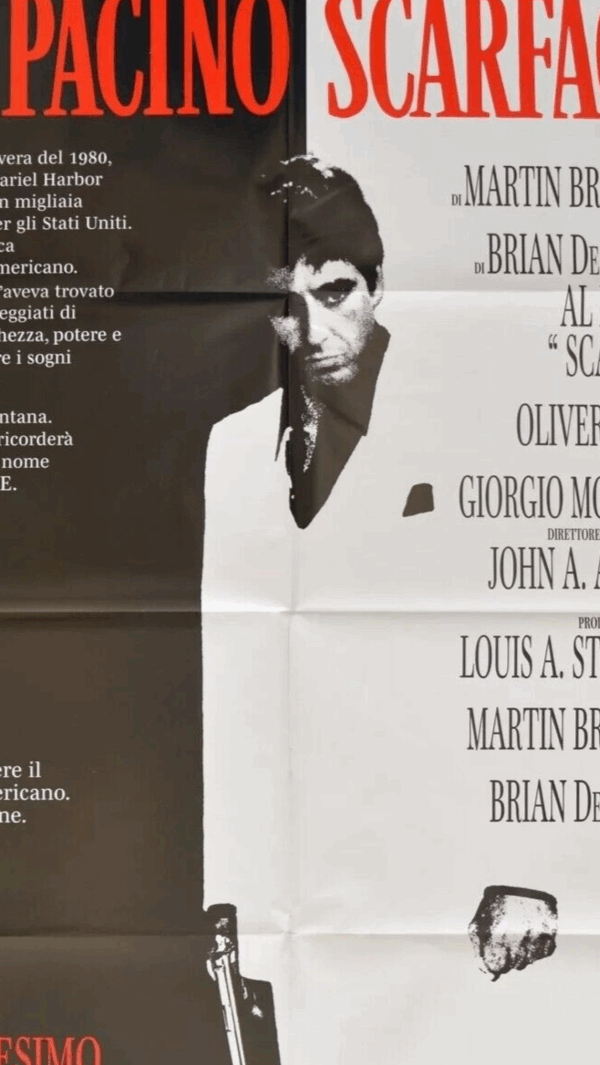 SCARFACE 4K Original Movie Poster 39x55" 2Sh Italian AL PACINO BRIAN DE PALMA - immagine 3