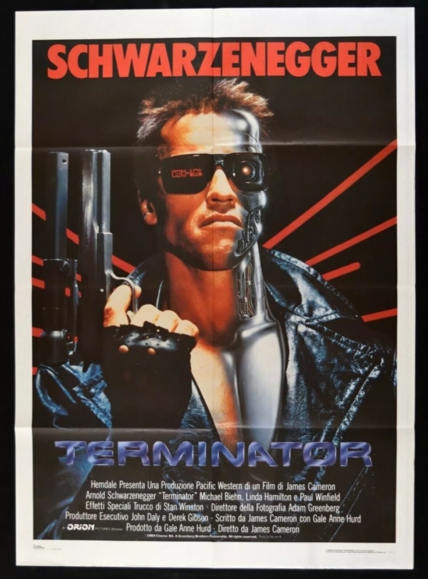 TERMINATOR Original Movie Poster 39x55" 2Sh Italian ARNOLD SCHWARZENEGGER SCIFI