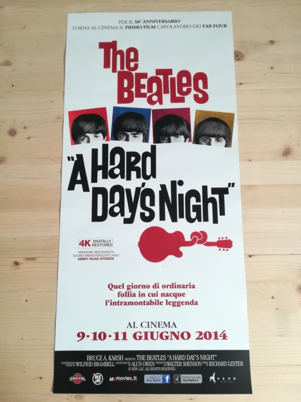 A HARD DAYS NIGHT THE BEATLES Locandina Cinema 33x70 Poster Film Originale