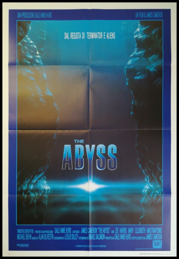 ABYSS 1989 Original Movie Poster 39x55" 2Sh Italian JAMES CAMERON ED HARRIS