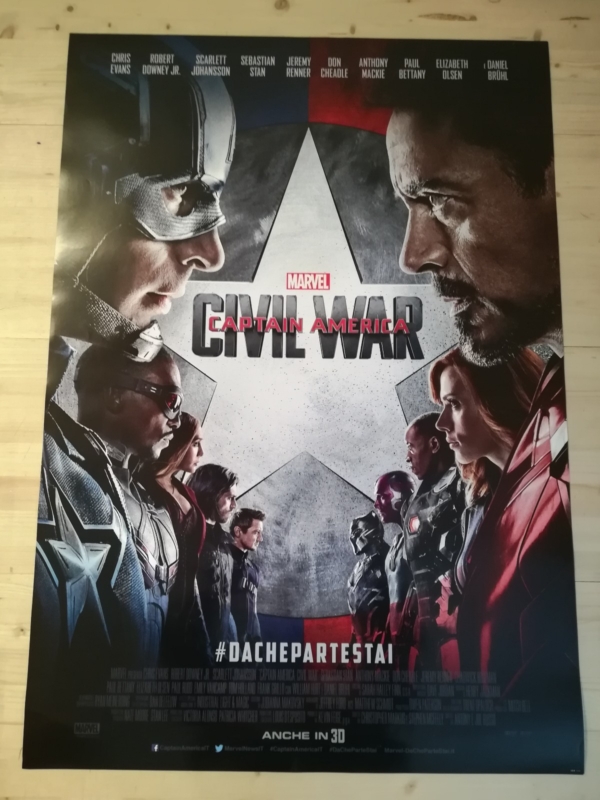 CAPTAIN AMERICA CIVIL WAR Original Movie Poster 27X40" Italian 1 Side MARVEL
