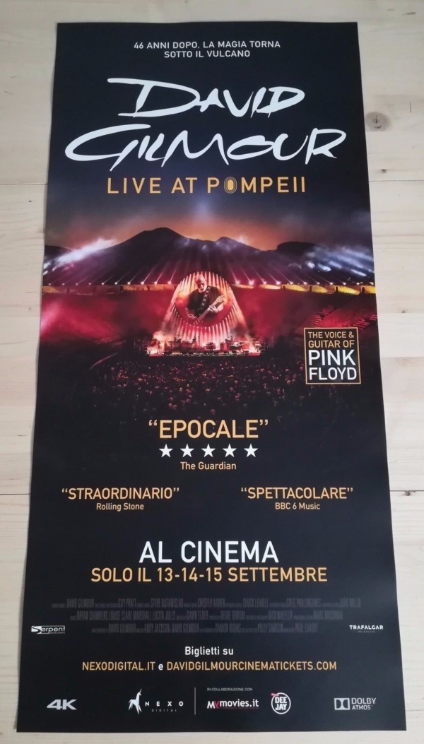 DAVID GILMOUR LIVE AT POMPEII Locandina Cinema 33x70 Poster Concerto Evento Film