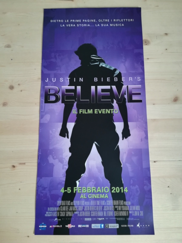JUSTIN BIEBER BELIEVE Locandina Cinema 33x70 Poster Originale