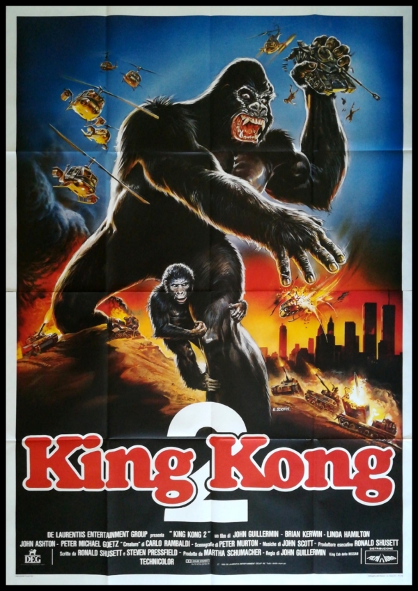 KING KONG LIVES 1986 Original Movie Poster 55x78 4Sh Italian GUILLERMIN HAMILTON