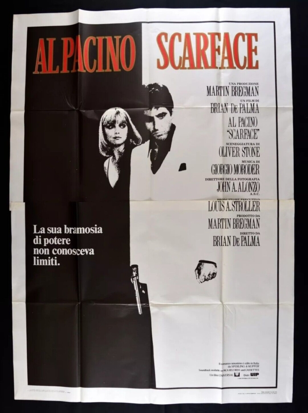 SCARFACE Original Movie Poster 55x78" Italian AL PACINO DE PALMA PFEIFFER