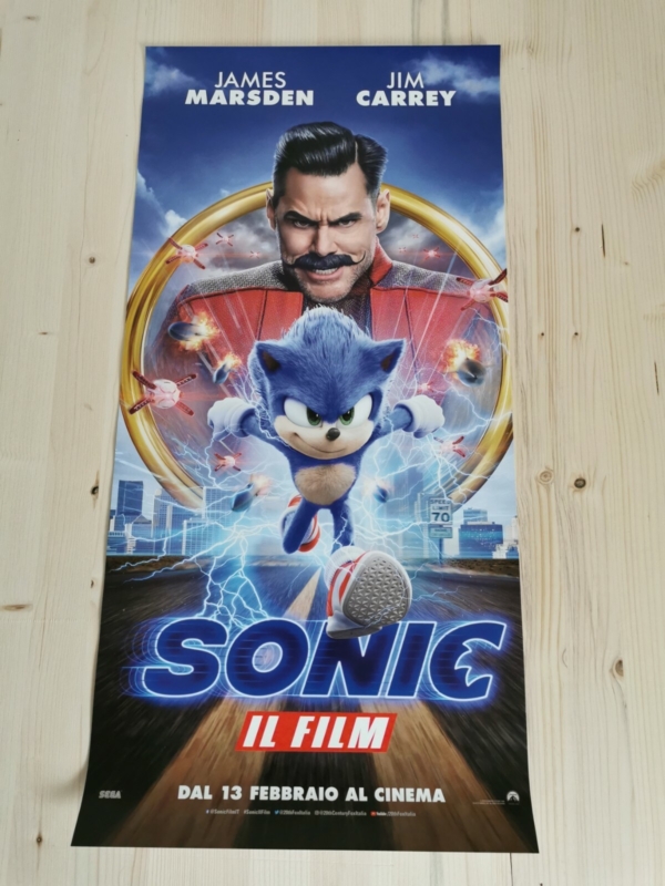 SONIC Original Movie Poster 12x27" Italian FOWLER JIM CARREY MARSDEN SEGA PALLY
