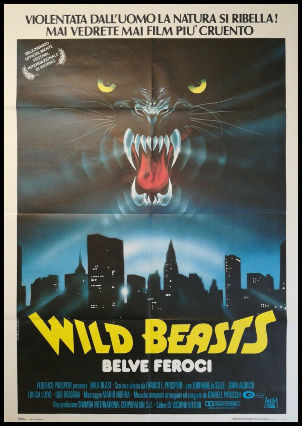 WILD BEASTS BELVE FEROCI Original Movie Poster 39x55" 2Sh Ita PROSPERI CASARO