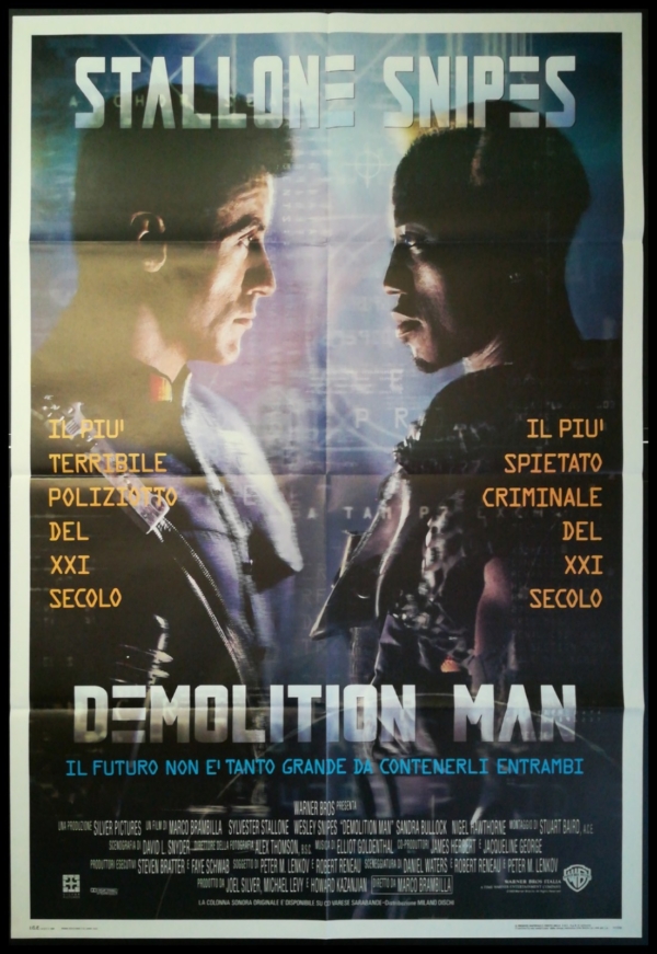 DEMOLITION MAN 1993 Original Movie Poster 39x55" 2Sh Italian STALLONE SNIPES