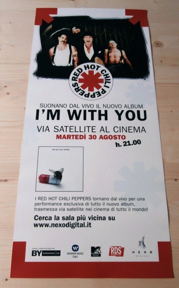 RED HOT CHILI PEPPERS Original Concert Movie Poster 12x27" Italian