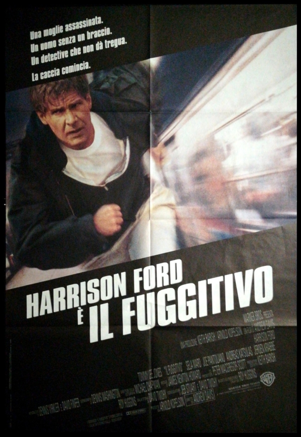 THE FUGITIVE 1993 Original Movie Poster 39x55" 2Sh Italian HARRISON FORD