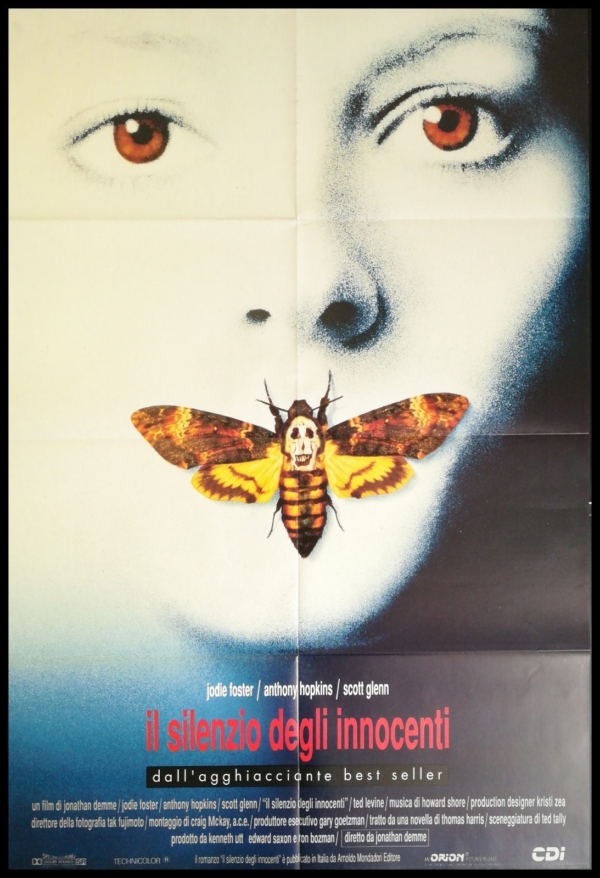 THE SILENCE OF THE LAMBS 1991 Original Movie Poster 39x55" 2Sh Italian HOPKINS